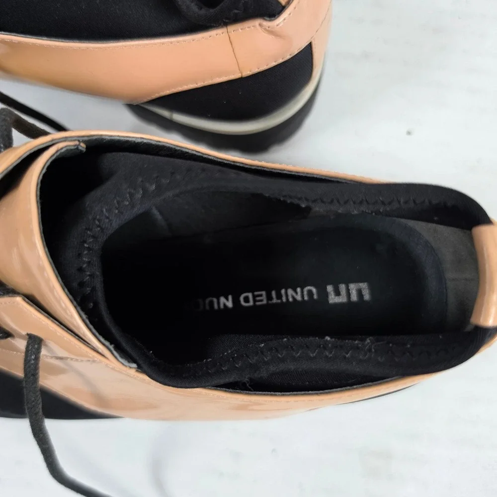 United Nude Jacky Oxford Shoes Nude‎ Black Patent Textile Lug Sole Size 37